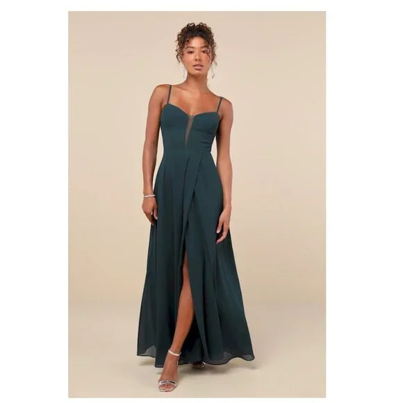 Lulus Stunning Grace Emerald Green Cutout A-Line Maxi Dress Size Medium NWOT - Picture 9 of 14